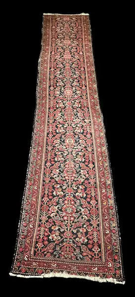 Beautiful Antique Hand-Knotted Wool Runner Red Persian Malayer 3'1 x 14'6 I Got Rugs