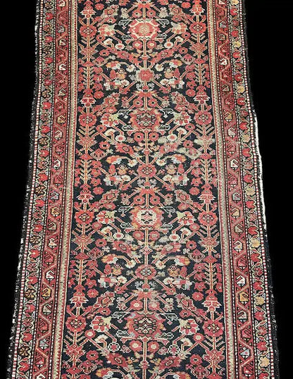 Beautiful Antique Hand-Knotted Wool Runner Red Persian Malayer 3'1 x 14'6 I Got Rugs