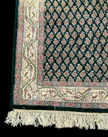 Beautiful Handmade Vintage Wool Rug Green Persian Oriental Design 2'11 x 4'10 I Got Rugs