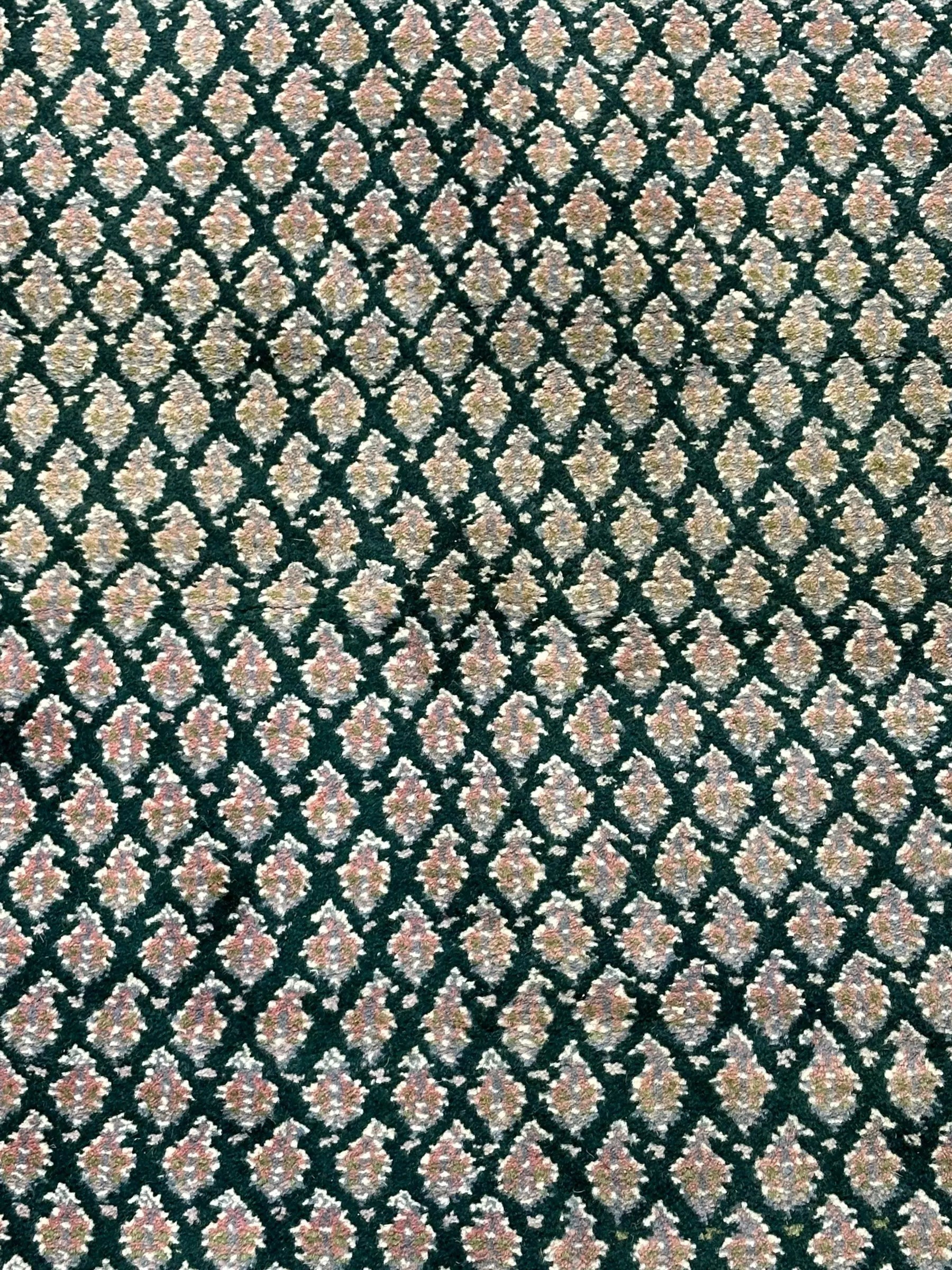 Beautiful Handmade Vintage Wool Rug Green Persian Oriental Design 2'11 x 4'10 I Got Rugs