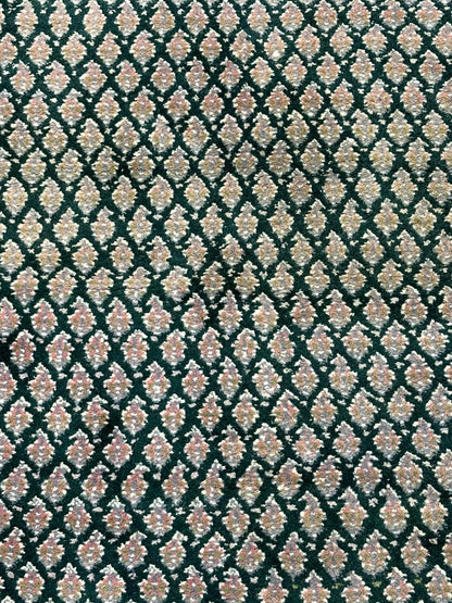 Beautiful Handmade Vintage Wool Rug Green Persian Oriental Design 2'11 x 4'10 I Got Rugs