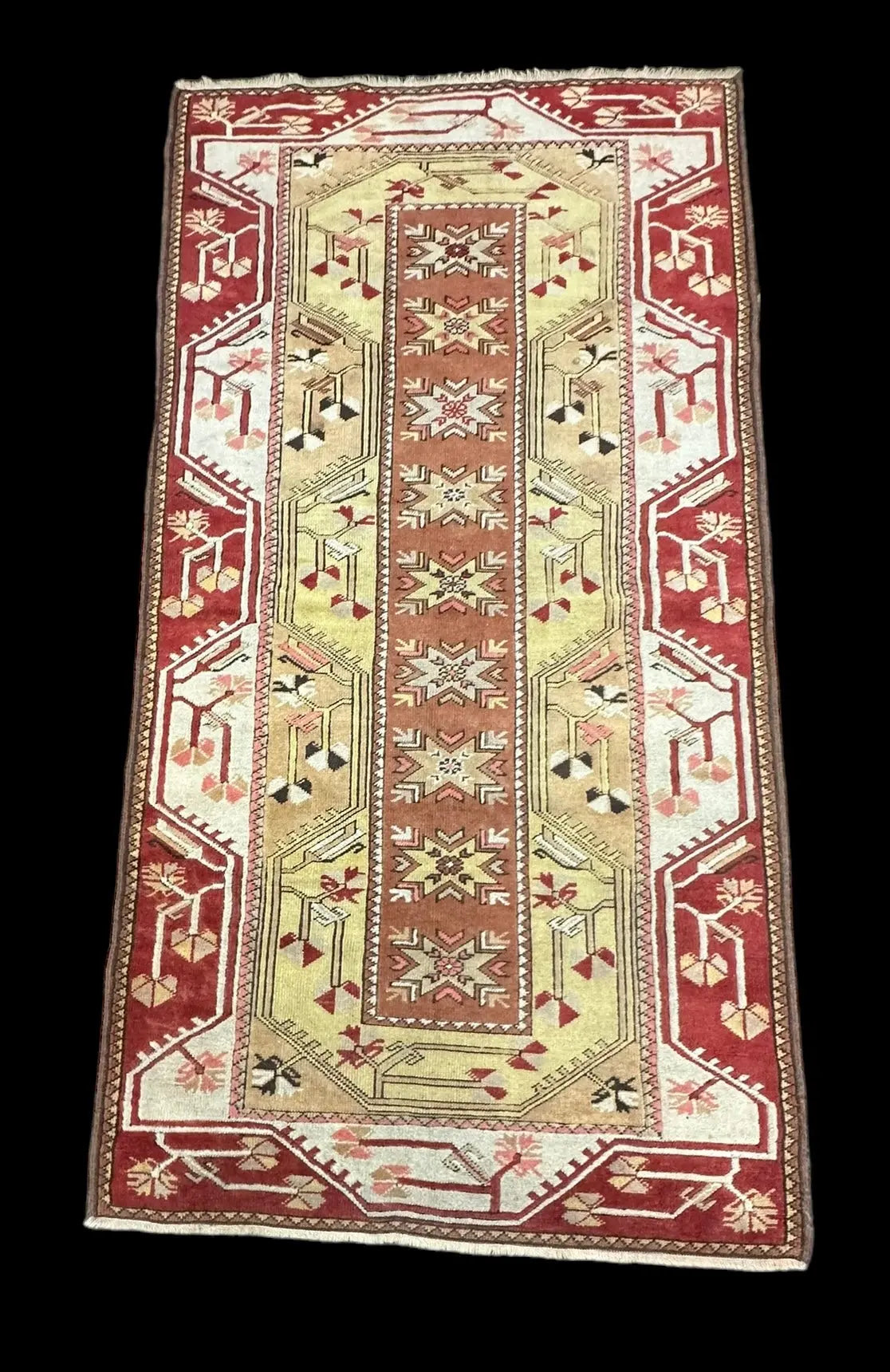 Beautiful Vintage Handmade Wool Rug Colorful Turkish Oriental Design 3'11 x 7'6 I Got Rugs
