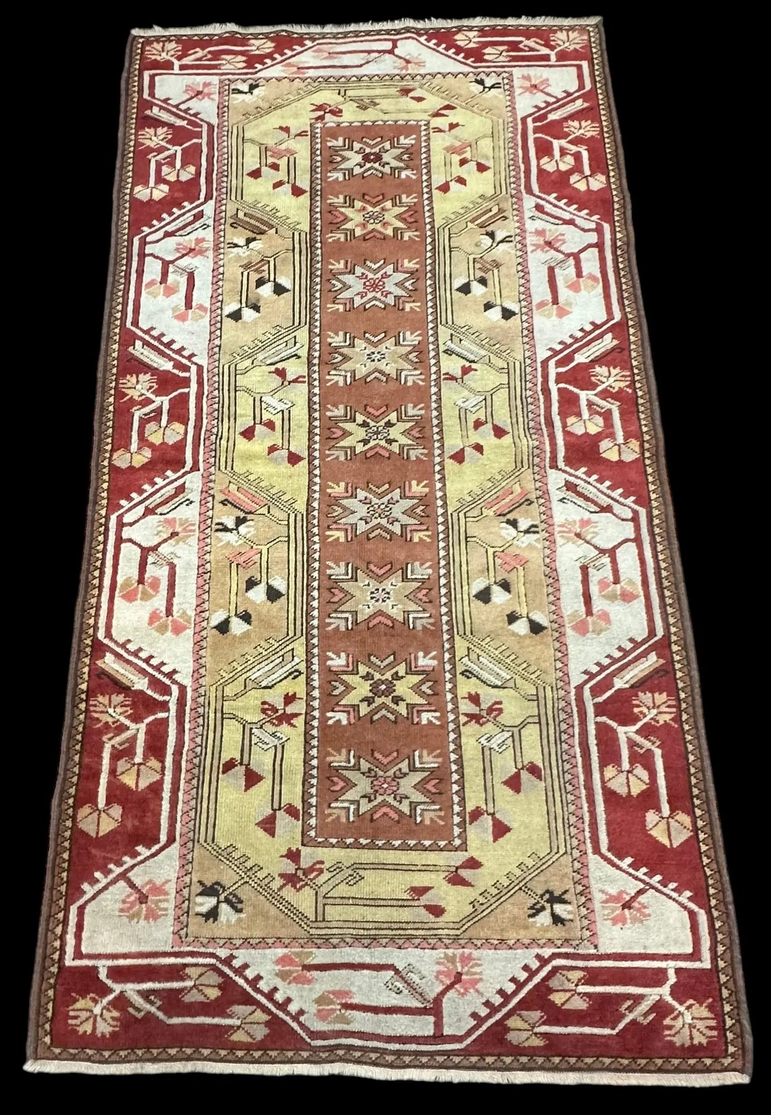 Beautiful Vintage Handmade Wool Rug Colorful Turkish Oriental Design 3'11 x 7'6 I Got Rugs