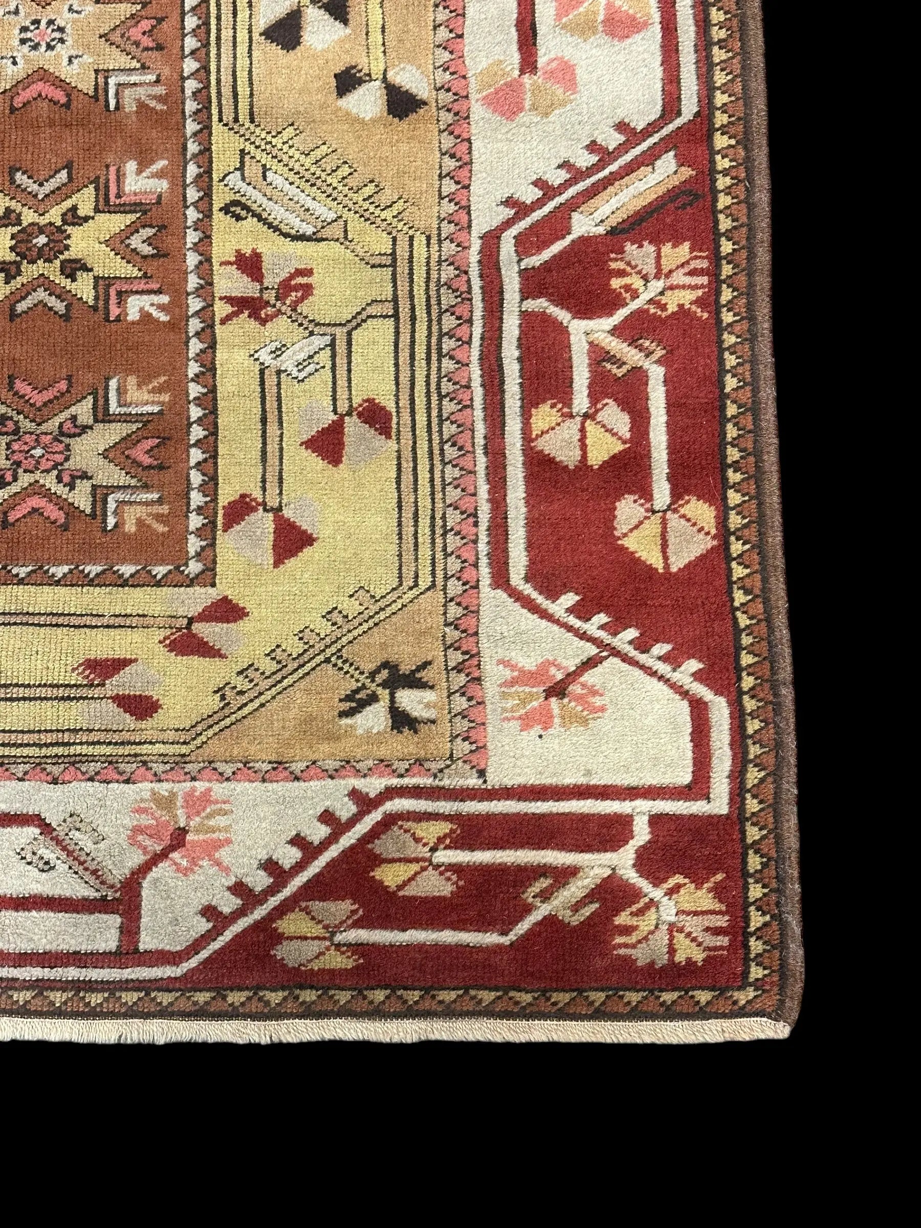 Beautiful Vintage Handmade Wool Rug Colorful Turkish Oriental Design 3'11 x 7'6 I Got Rugs