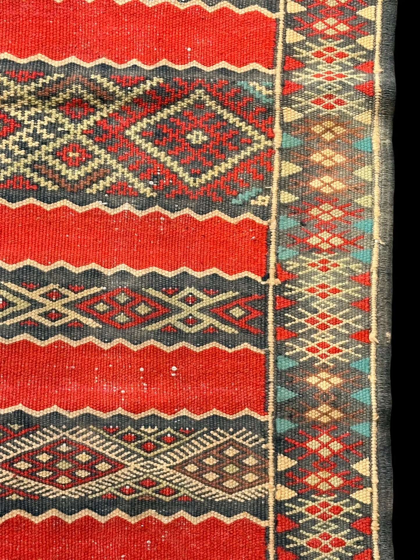 Beautiful Vintage Handmade Wool Rug Red Moroccan Berber Tribal Design 2'6 x 4'4 I Got Rugs