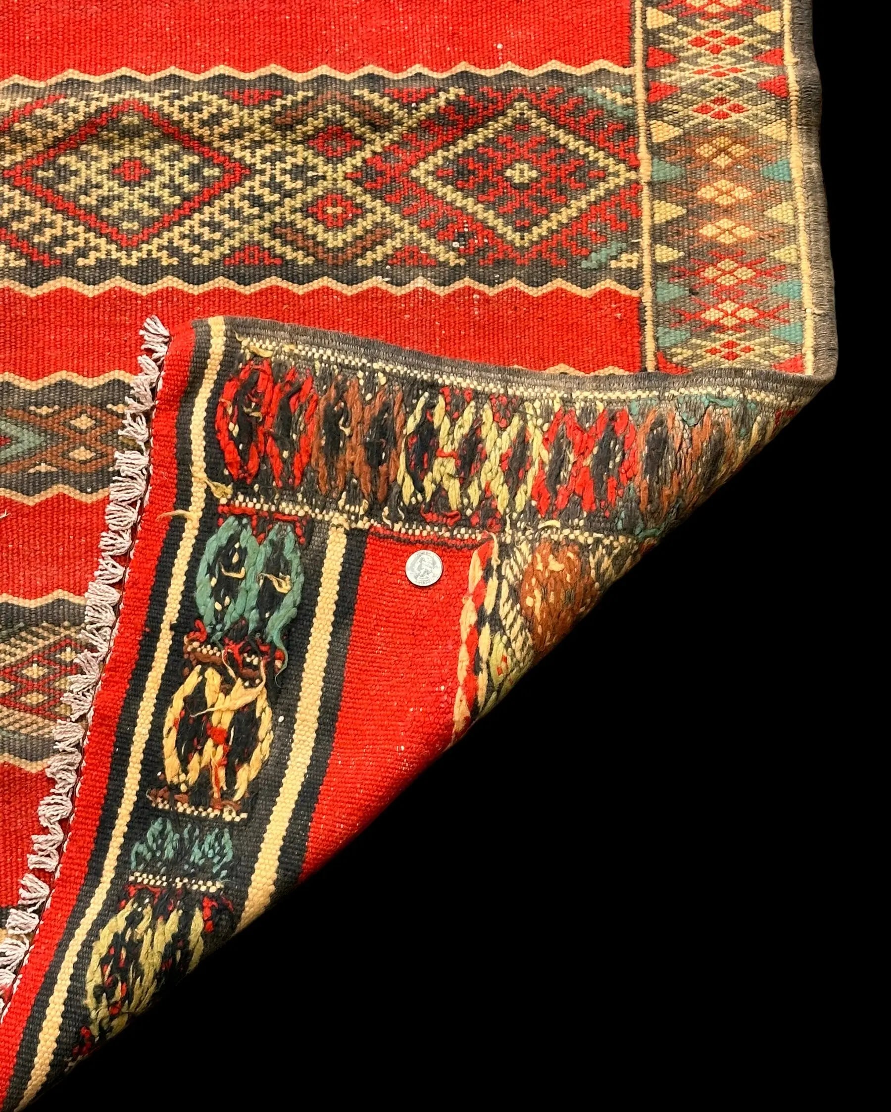 Beautiful Vintage Handmade Wool Rug Red Moroccan Berber Tribal Design 2'6 x 4'4 I Got Rugs