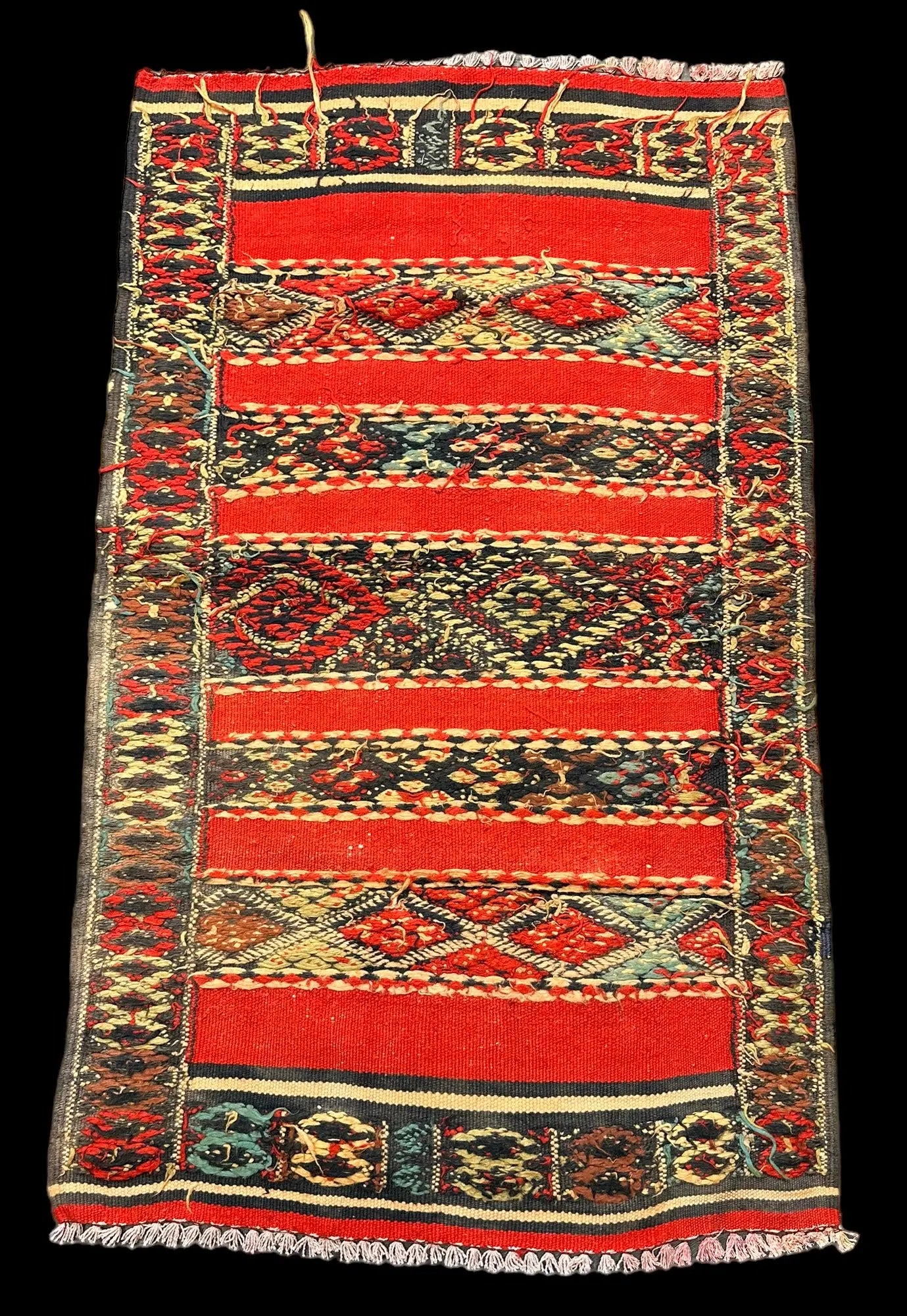 Beautiful Vintage Handmade Wool Rug Red Moroccan Berber Tribal Design 2'6 x 4'4 I Got Rugs