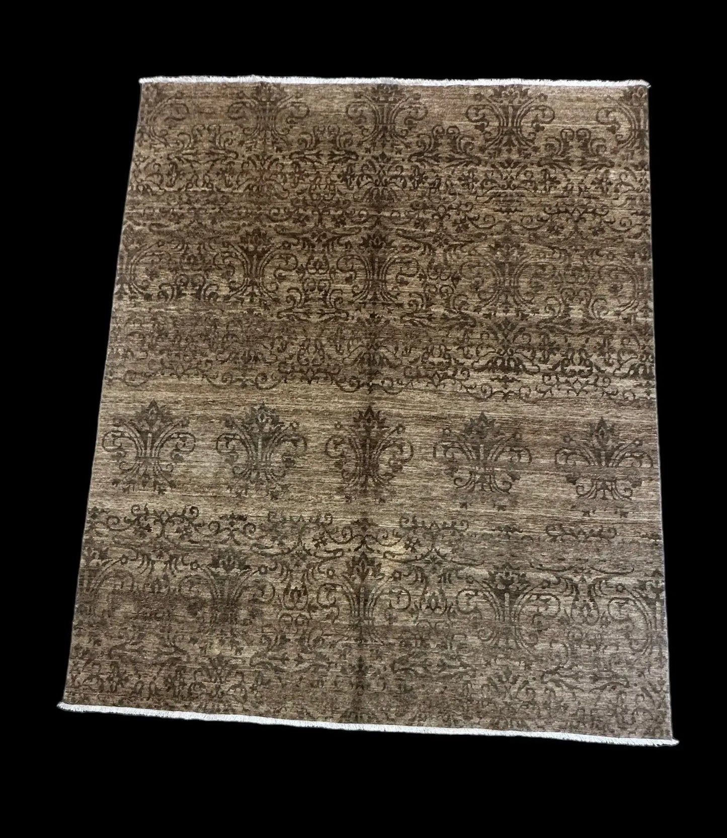 Handmade Vintage Wool Rug Brown/ Beige Oriental Design 7'11 x 9'10 I Got Rugs