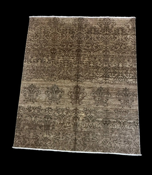 Handmade Vintage Wool Rug Brown/ Beige Oriental Design 7'11 x 9'10 I Got Rugs
