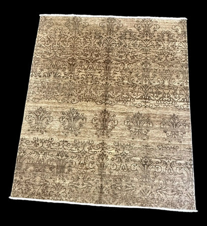 Handmade Vintage Wool Rug Brown/ Beige Oriental Design 7'11 x 9'10 I Got Rugs