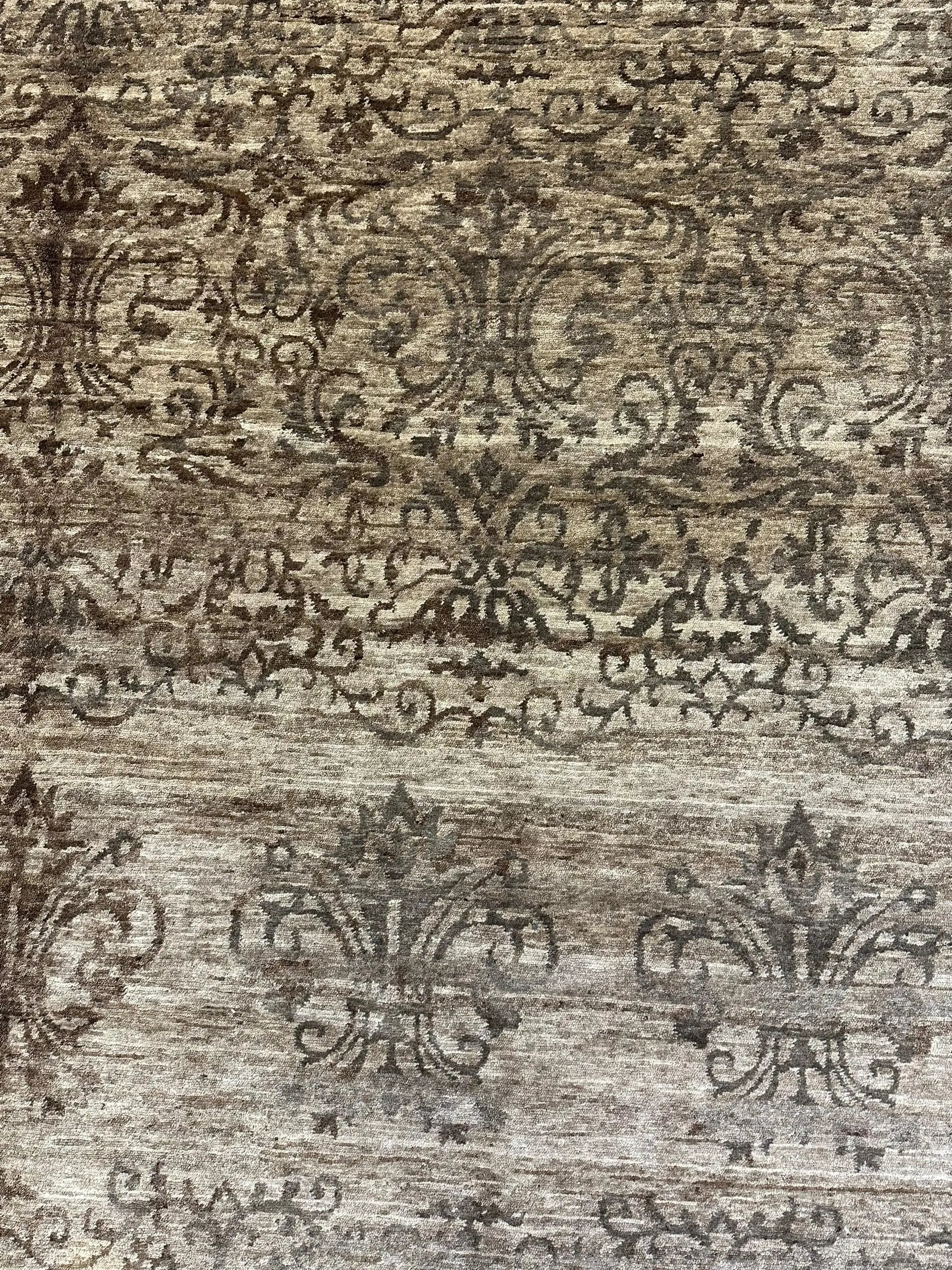Handmade Vintage Wool Rug Brown/ Beige Oriental Design 7'11 x 9'10 I Got Rugs