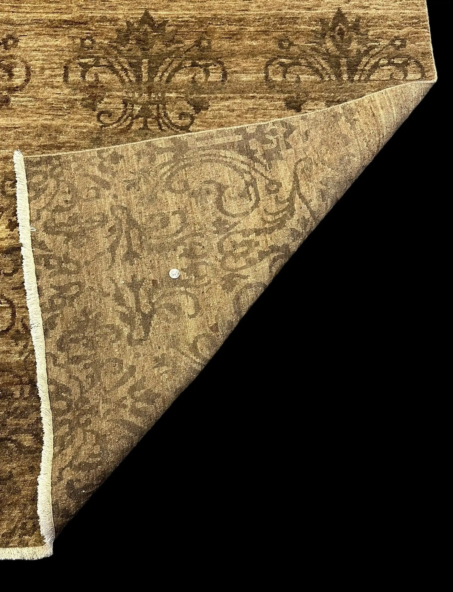 Handmade Vintage Wool Rug Brown/ Beige Oriental Design 7'11 x 9'10 I Got Rugs