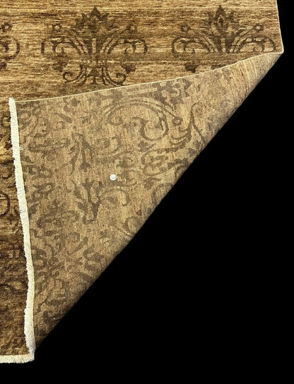 Handmade Vintage Wool Rug Brown/ Beige Oriental Design 7'11 x 9'10 I Got Rugs