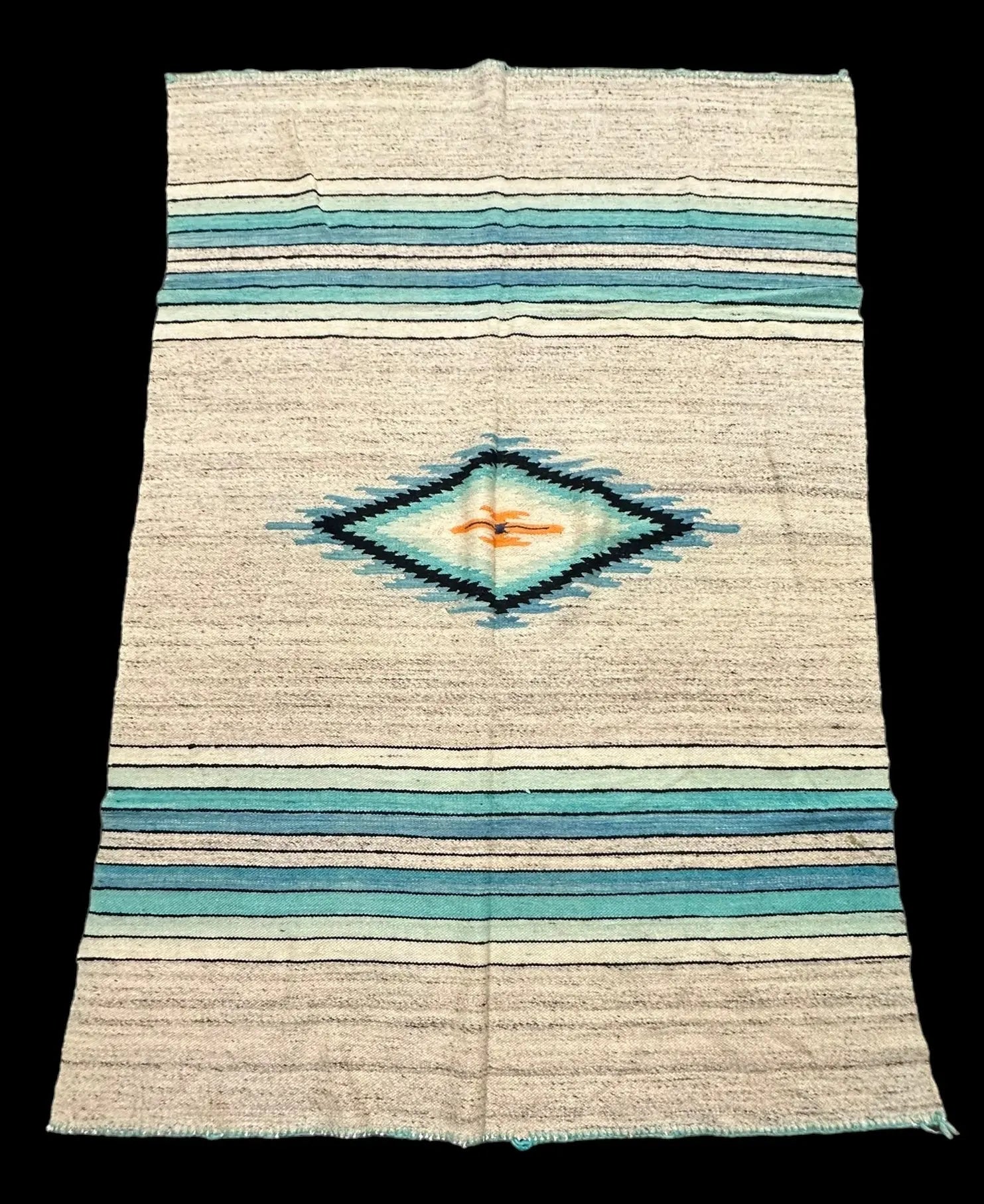 Handmade Vintage Wool Rug Turkish Kilim Geometric Design Gray/ Blue 5'2 x 7'10 I Got Rugs