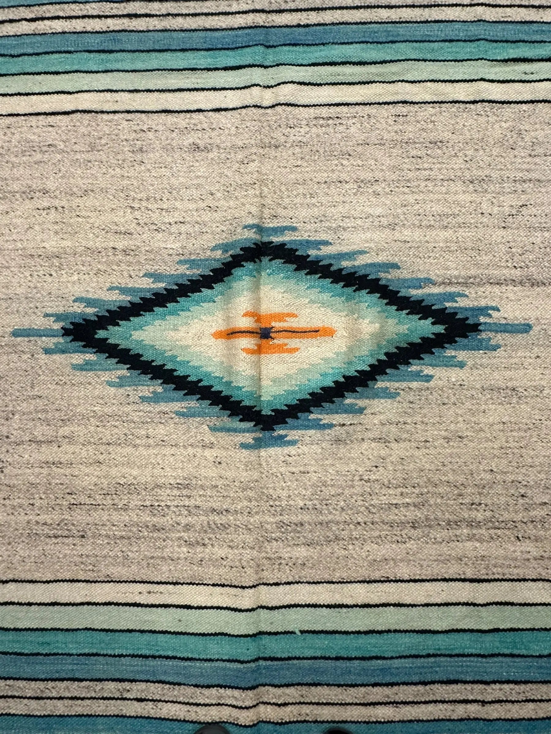 Handmade Vintage Wool Rug Turkish Kilim Geometric Design Gray/ Blue 5'2 x 7'10 I Got Rugs