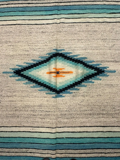 Handmade Vintage Wool Rug Turkish Kilim Geometric Design Gray/ Blue 5'2 x 7'10 I Got Rugs