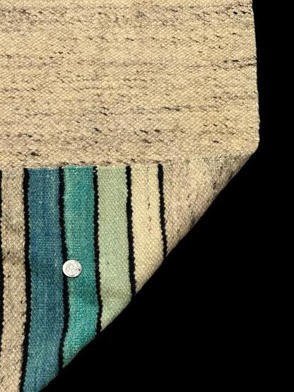 Handmade Vintage Wool Rug Turkish Kilim Geometric Design Gray/ Blue 5'2 x 7'10 I Got Rugs