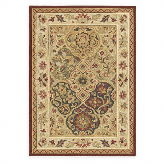 Vintage Hand-Tufted Wool Rug – 4x6 Multicolor Medallion | Boho Persian Accent
