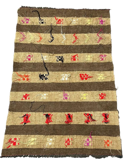 Handmade Vintage Rug 100% Wool Turkish Flat Weave Beige/ Design 3' x 4'5 I Got Rugs