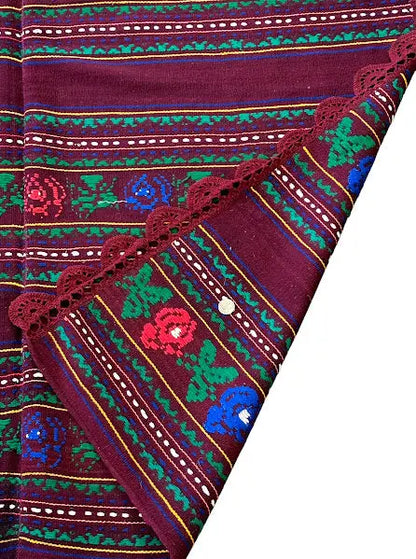 Handmade Vintage Wool Rug Afghan Kilim Striped/ Floral Design 4'4 x 6'2 I Got Rugs
