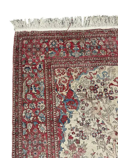 Hand-Knotted Antique Persian Kashan Wool Rug Red Floral Design 4'7 x 7' - I Got Rugs Hand-Knotted Antique Persian Kashan Wool Rug Red Floral Design 4'7 x 7' I Got Rugs Handmade Vintage I Got Rugs  2200.00