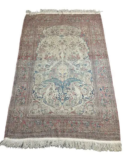 Hand-Knotted Antique Persian Kashan Wool Rug Red Floral Design 4'7 x 7' - I Got Rugs Hand-Knotted Antique Persian Kashan Wool Rug Red Floral Design 4'7 x 7' I Got Rugs Handmade Vintage I Got Rugs  2200.00