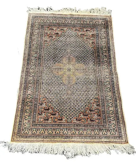 Hand-Knotted Vintage Persian Rug Kashan Style 2'9 x 4'4 Wool and Silk I Got Rugs