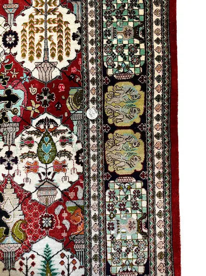 Hand-Knotted Vintage Persian Tabriz Silk Rug Red 3'4 x 4'11 - I Got Rugs Hand-Knotted Vintage Persian Tabriz Silk Rug Red 3'4 x 4'11 I Got Rugs Handmade Vintage I Got Rugs  690.00