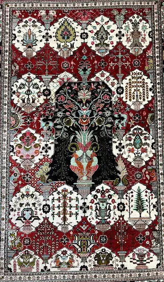 Hand-Knotted Vintage Persian Tabriz Silk Rug Red 3'4 x 4'11 - I Got Rugs Hand-Knotted Vintage Persian Tabriz Silk Rug Red 3'4 x 4'11 I Got Rugs Handmade Vintage I Got Rugs  690.00