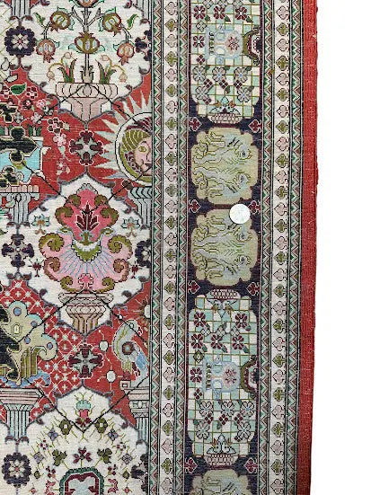 Hand-Knotted Vintage Persian Tabriz Silk Rug Red 3'4 x 4'11 - I Got Rugs Hand-Knotted Vintage Persian Tabriz Silk Rug Red 3'4 x 4'11 I Got Rugs Handmade Vintage I Got Rugs  690.00
