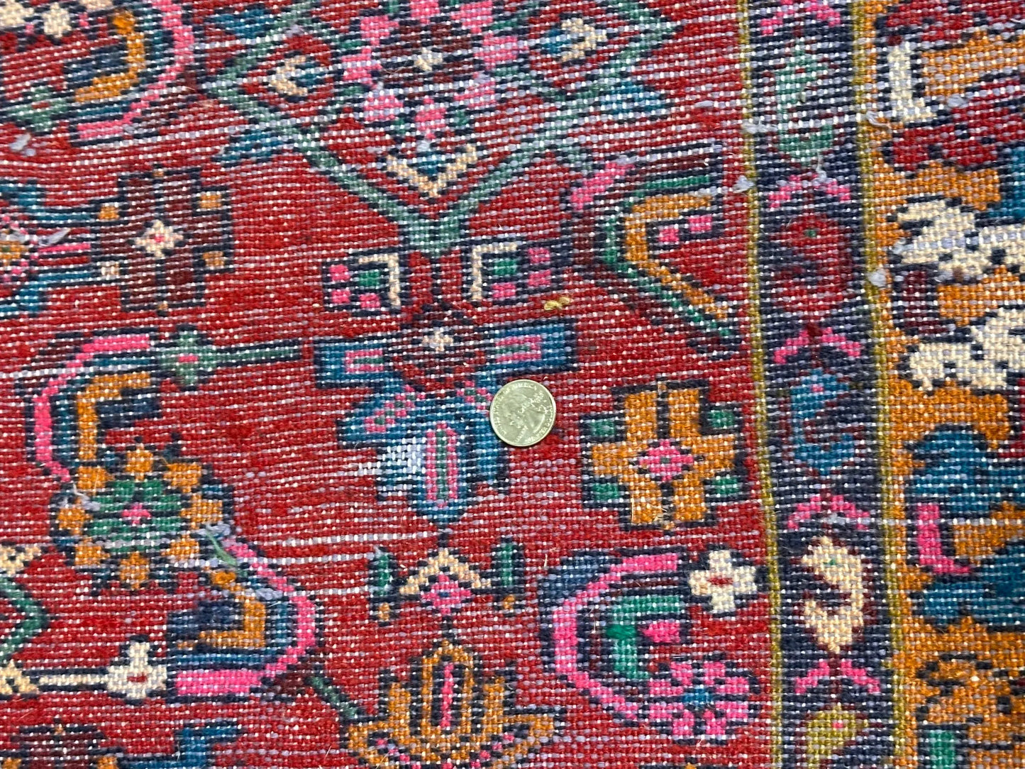 Hand-Knotted Vintage Persian Village Style Runner Rug Red 3'4 x 8'10 I Got Rugs