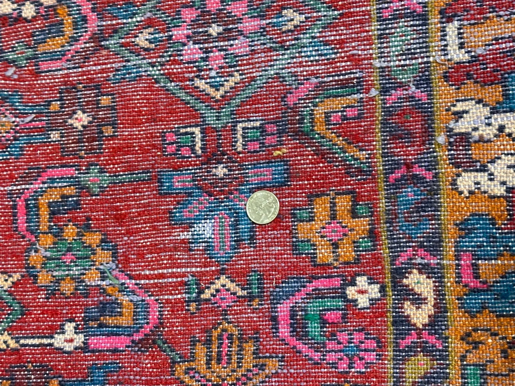 Hand-Knotted Vintage Persian Village Style Runner Rug Red 3'4 x 8'10 I Got Rugs