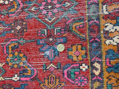 Hand-Knotted Vintage Persian Village Style Runner Rug Red 3'4 x 8'10 I Got Rugs