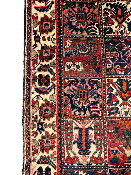 Hand-Knotted Vintage Persian Wool Rug Bakhtiari Style Red 4'8 x 7' - I Got Rugs Hand-Knotted Vintage Persian Wool Rug Bakhtiari Style Red 4'8 x 7' I Got Rugs Handmade Vintage I Got Rugs  550.00