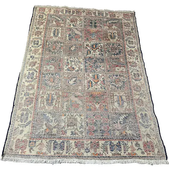 Hand-Knotted Vintage Persian Wool Rug Bakhtiari Style Red 4'8 x 7' - I Got Rugs Hand-Knotted Vintage Persian Wool Rug Bakhtiari Style Red 4'8 x 7' I Got Rugs Handmade Vintage I Got Rugs  550.00