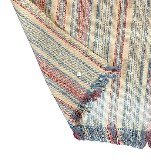 Hand-Knotted Vintage Rug Multicolor Wool Turkish Kilim Striped Design 3'10 x 5'10 I Got Rugs