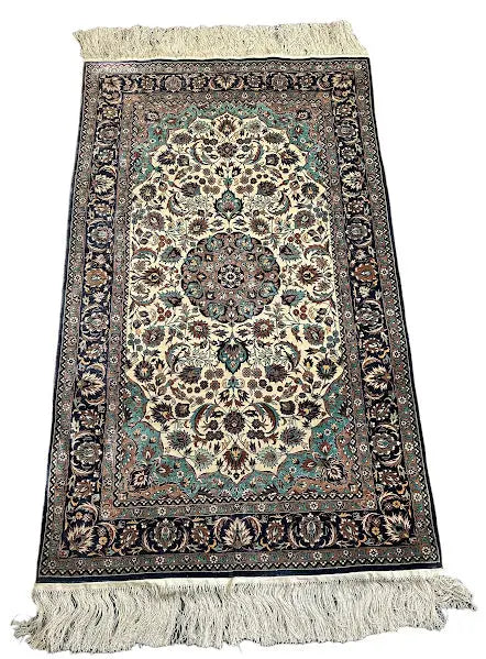 Hand-Knotted Vintage Silk Rug Persian Tabriz Oriental Design 3'1 x 5'3 I Got Rugs