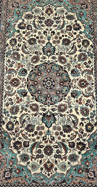 Hand-Knotted Vintage Silk Rug Persian Tabriz Oriental Design 3'1 x 5'3 I Got Rugs