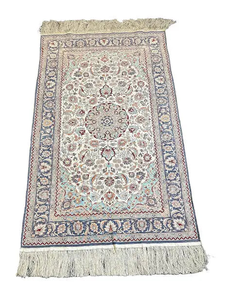 Hand-Knotted Vintage Silk Rug Persian Tabriz Oriental Design 3'1 x 5'3 I Got Rugs