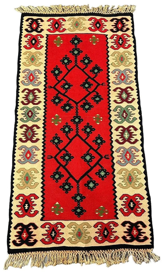Hand-Knotted Vintage Turkish Rug Geometric Design 2' x 3'11 I Got Rugs