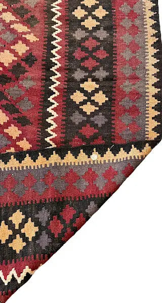 Hand-Knotted Vintage Wool Afghan Kilim Rug Multicolor Diamond Design 6'5 x 8'4 I Got Rugs