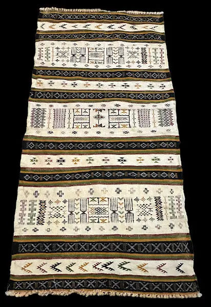 Hand-Knotted Vintage Wool Rug Algerian Berber Colorful Tribal Design 3'3 x 6'3 I Got Rugs
