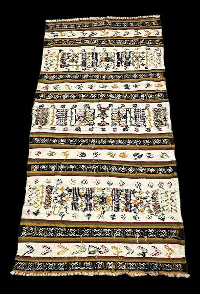 Hand-Knotted Vintage Wool Rug Algerian Berber Colorful Tribal Design 3'3 x 6'3 I Got Rugs