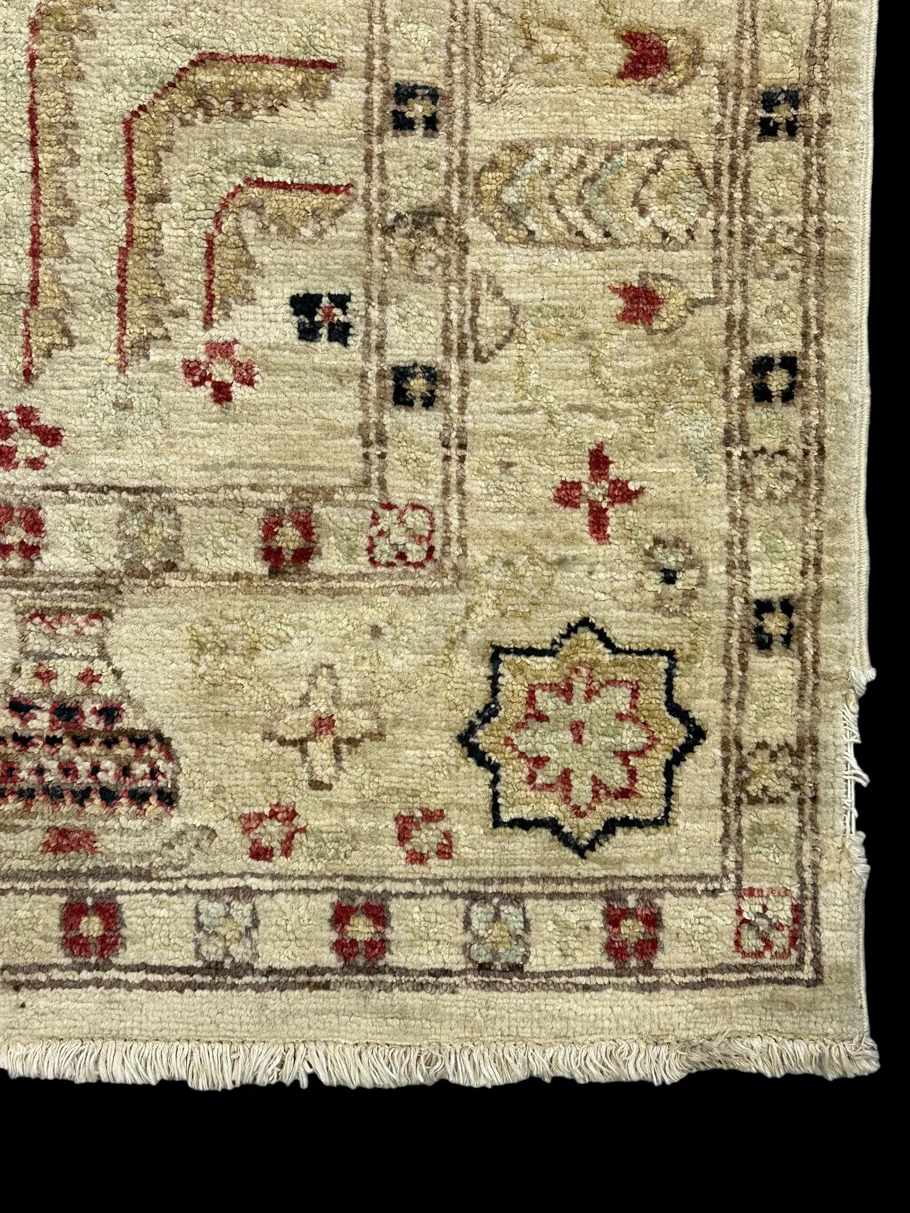 Hand-Knotted Vintage Wool Rug Beige Turkish Tree of Life Design 4'1 x 6'3 I Got Rugs