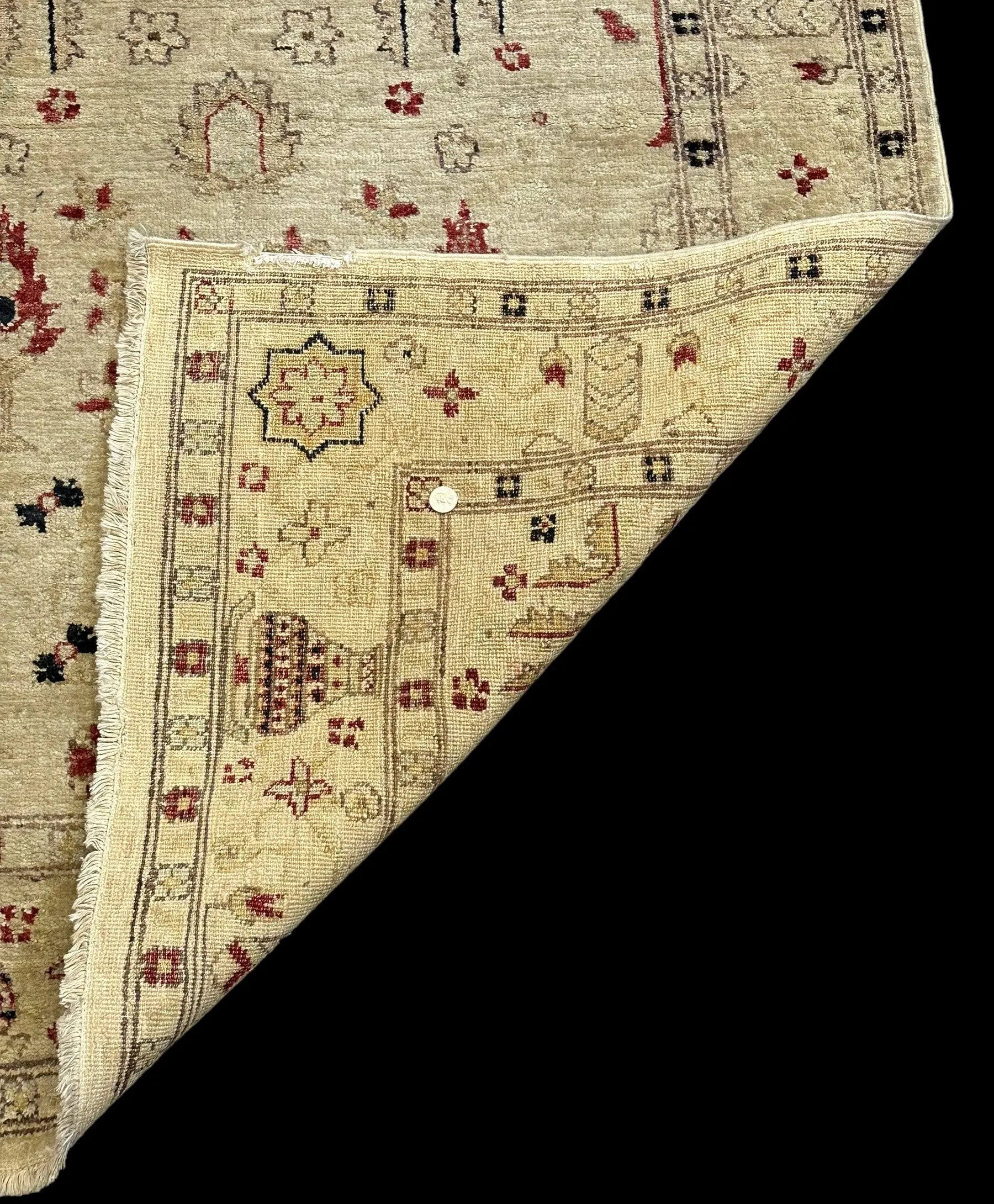 Hand-Knotted Vintage Wool Rug Beige Turkish Tree of Life Design 4'1 x 6'3 I Got Rugs