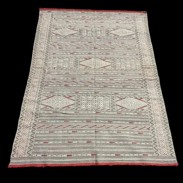 Hand-Knotted Vintage Wool Rug Blue Moroccan Berber Tribal Pattern 5'8 x 8'5 I Got Rugs