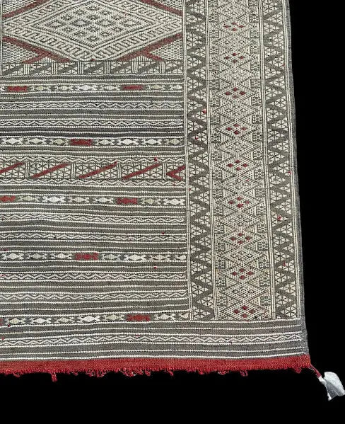 Hand-Knotted Vintage Wool Rug Blue Moroccan Berber Tribal Pattern 5'8 x 8'5 I Got Rugs