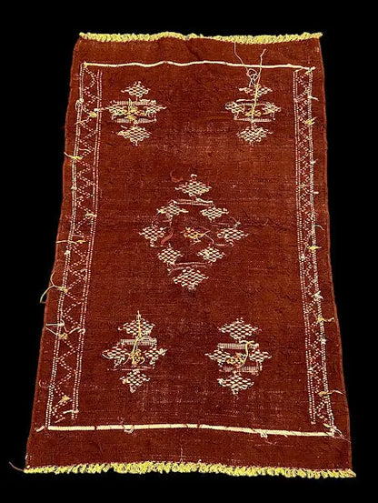 Hand-Knotted Vintage Wool Rug Brown Moroccan Kilim Tribal Pattern 2'8 x 4'4 I Got Rugs