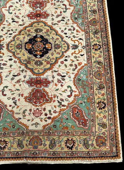 Hand-Knotted Vintage Wool Rug Colorful Persian Floral Design 4'2 x 5'11 I Got Rugs