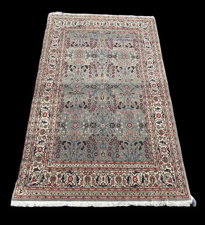 Hand-Knotted Vintage Wool Rug Persian Blue Floral Design 5'6 x 9' I Got Rugs